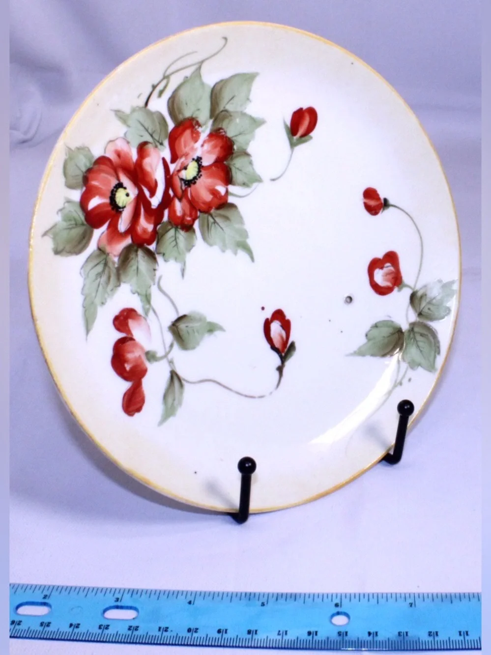Antique Nippon Porcelain Hand-painted Red Poppies Display Plate